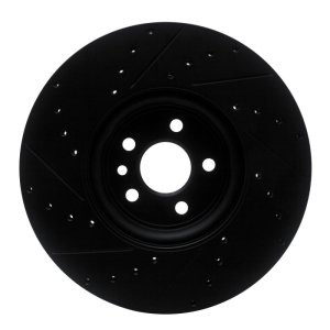 Jaguar F-Pace Brake Rotor (1) - Front Right - R1 Concepts - Drilled & Slotted - Black - `17-`20